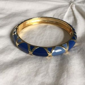 Hinge Bangle Bracelet, blue enamel and gold